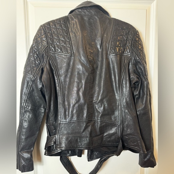 Black 100% Sheep Leather Moto/Biker Jacket - Picture 5 of 11